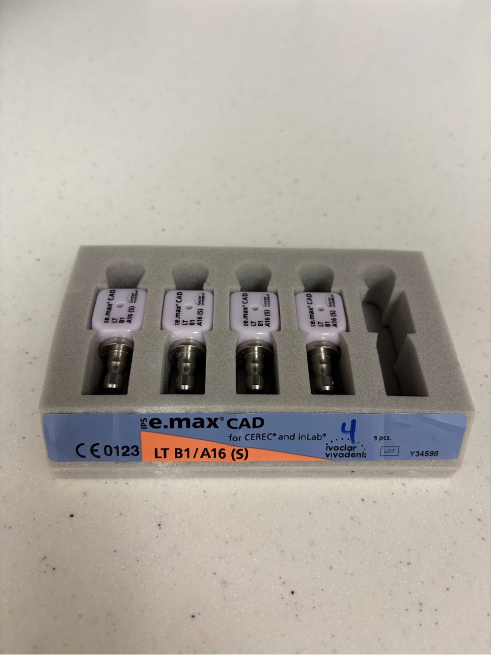IPS e.max CAD CEREC Ivoclar LT Block, Shade B1 Size A16(S) 4/Pk